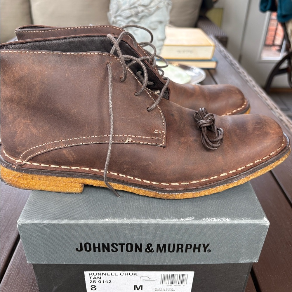 Johnston & Murphy Men's Dark Brown Chukka Boots - Picture 2 of 10